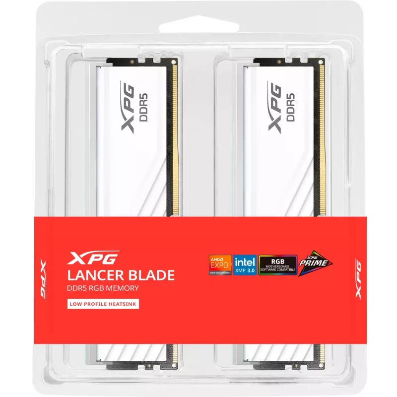 ADATA DIMM 16 GB DDR5-5600 (2x 8 GB) Dual-Kit (balta, AX5U5600C468G-DTLABRWH, XPG Lancer Blade RGB, INTEL XMP, AMD EXPO) - 16 GB - DDR5