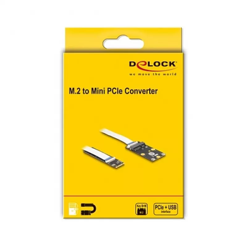 DeLOCK keitiklis M.2 Key B+M kištukas į Mini PCIe lizdą lankstus laidas