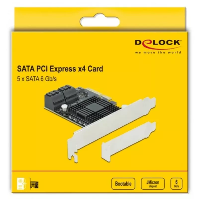 SATA PCI Express x4 kortelė DeLOCK 5 prievadų žemo profilio formos