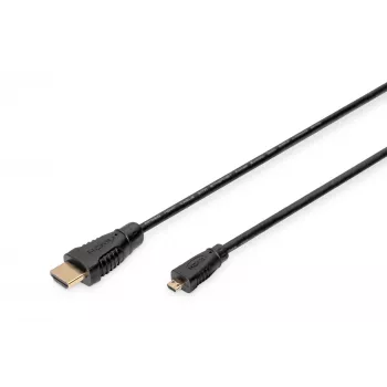 Digitus ASSMANN - HDMI-Kabel mit Ethernet - 19 pin micro HDMI Type D männlich zu HDMI männlich - 1 m - Dreifachisolierung - Schwarz (AK-330115-010-S)
