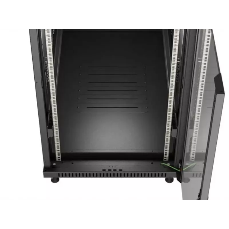 Spintelė stovui LANBERG FF01-6222-12B 22U 600x1200 mm juoda su stiklinėmis priekinėmis ir galinėmis durelėmis