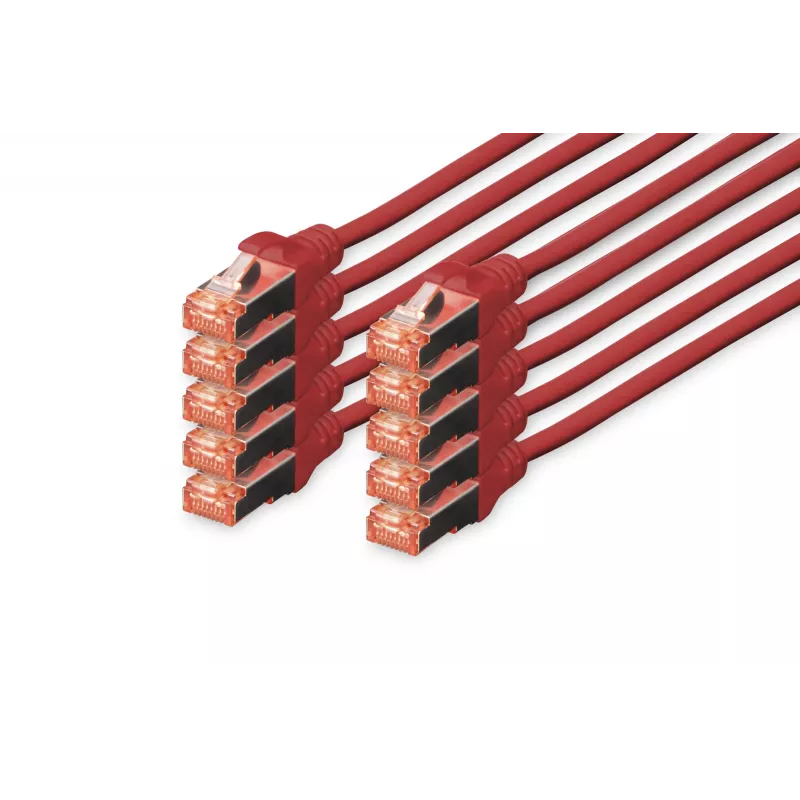 Tinklo kabelis Digitus CAT 6 S/FTP RJ-45 0,5 m raudonas
