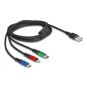 DeLOCK USB įkrovimo laidas 3 viename Type-A į Lightning Micro USB USB Type-C 30 cm
