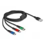 DeLOCK USB įkrovimo laidas 3 viename Type-A į Lightning Micro USB USB Type-C 30 cm