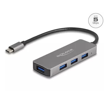 DeLOCK 63173 USB šakotuvas Type-C 5000 Mbit/s Juodas