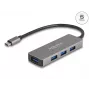 DeLOCK 63173 USB šakotuvas Type-C 5000 Mbit/s Juodas