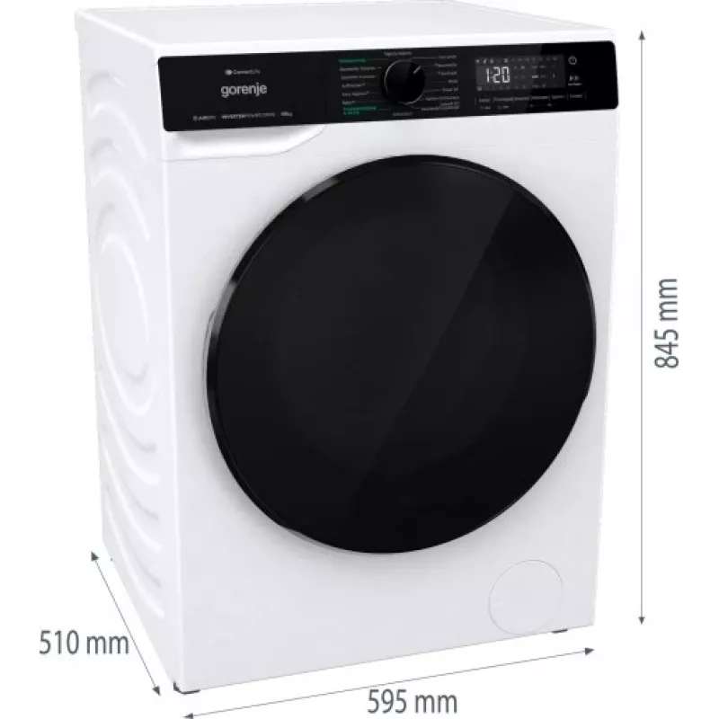 Gorenje WD2PA854ADW/AT skalbimo mašina-džiovyklė Laisvai pastatoma Priekinis įkrovimas Balta D