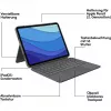 Dėklas su klaviatūra Combo Touch US iPad Pro 11 1,2,3 Gen pilkas