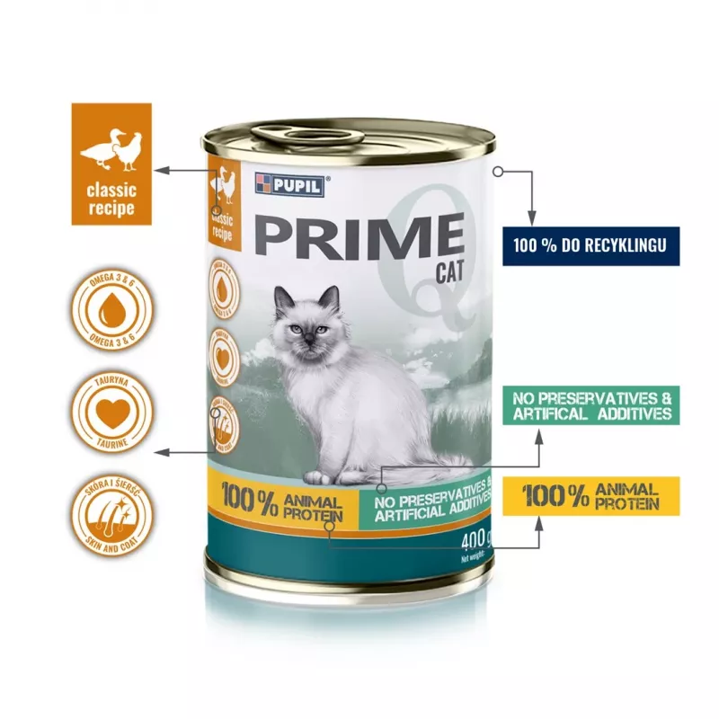 PUPIL Prime Rich in chicken and duck - šlapias kačių maistas - 400g