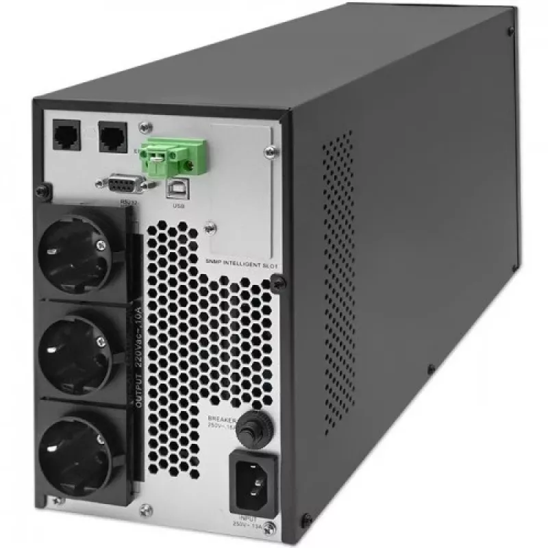 Qoltec 52281 nepertraukiamo maitinimo šaltinis (UPS) Dvigubo keitimo (Online) 2 kVA 2000 W 3 AC lizdai