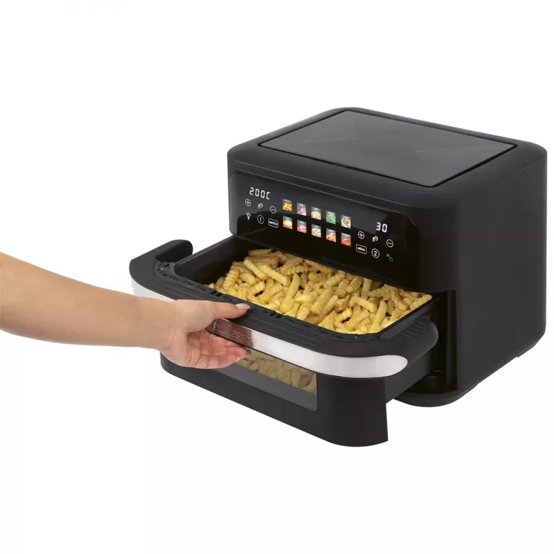 ProfiCook PC-FR 1313 H dviguba karšto oro gruzdintuvė, 10 L, 2400 W, juoda/nerūdijantis plienas