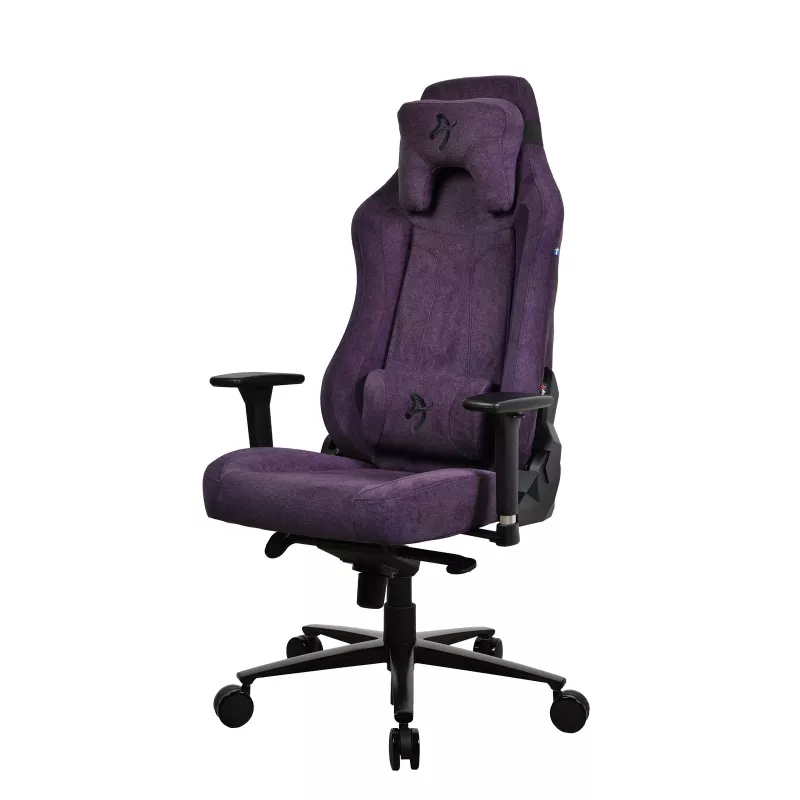 Žaidimų kėdė Arozzi Vernazza SoftFabric Purple — ergonomiškas dizainas, reguliuojami porankiai ir aukštis