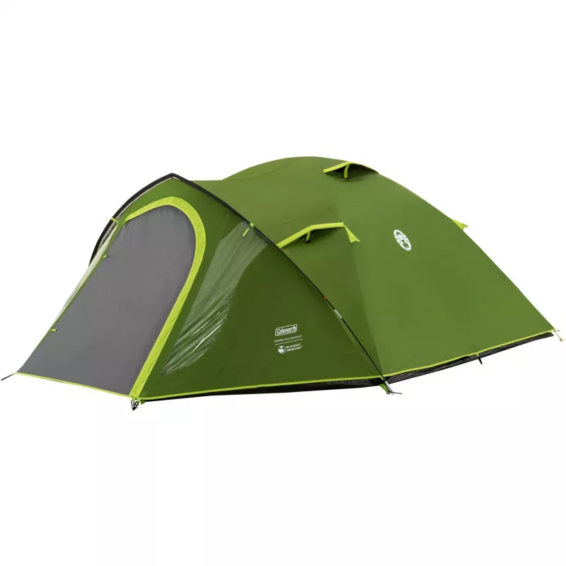 Coleman Dome Tent Darwin 4 Plus Juodaout — 4 asmenų tunelio palapinė su prieangiu, Tamsiai Žalia/Šviesiai Žalia