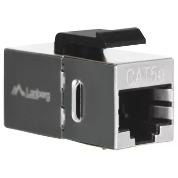 Keystone modulis LANBERG KSF5-3000 — Cat5e F/UTP plokščiam kabeliui, RJ-45 lizdas, juoda