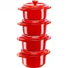 Staub Mini apvalus kokotų rinkinys, 4 vnt. – 200 ml, raudona