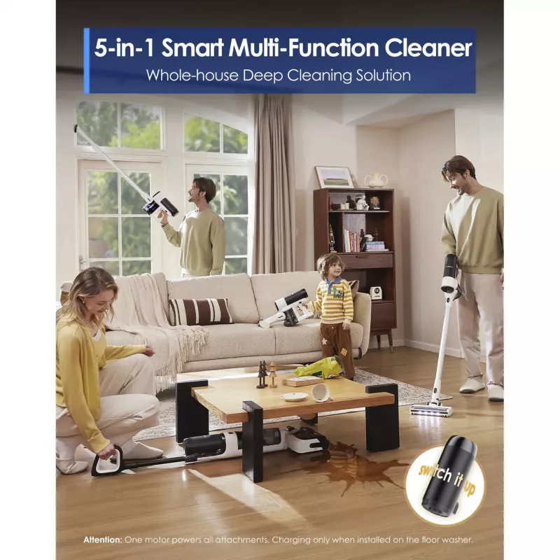 Grindų valiklis Tineco Floor One Switch S6 Stretch Plus White — belaidis sausai šlapiai kietų grindų valiklis