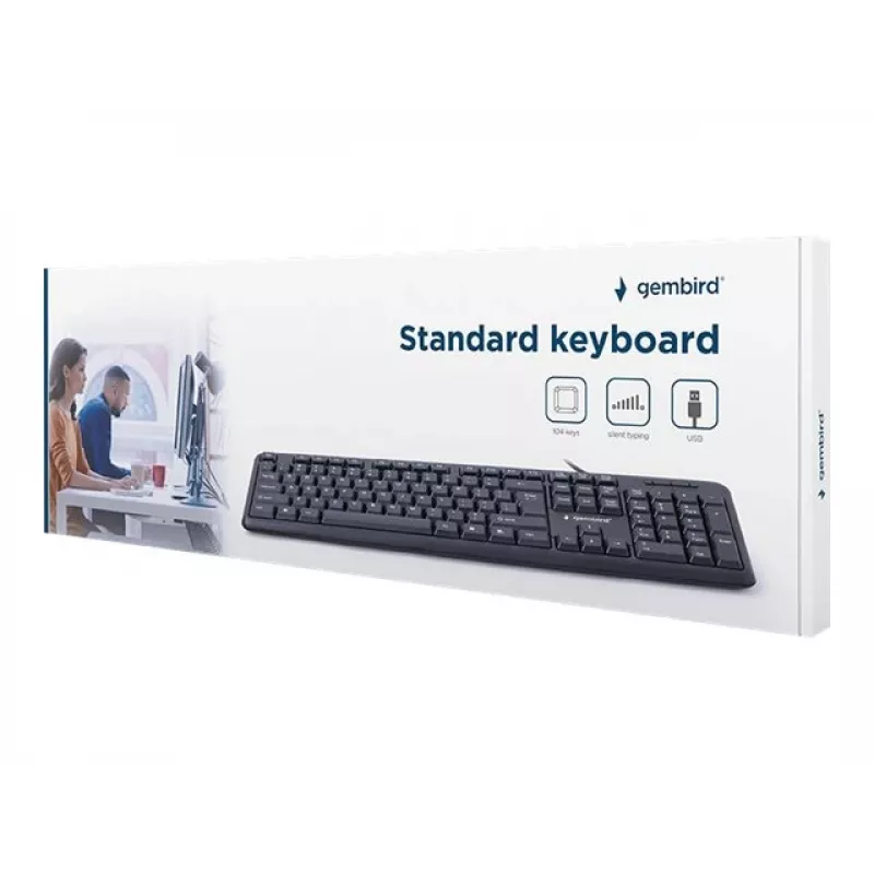 Klaviatūra Gembird KB-U-103-RU Office USB QWERTY anglų rusų juoda