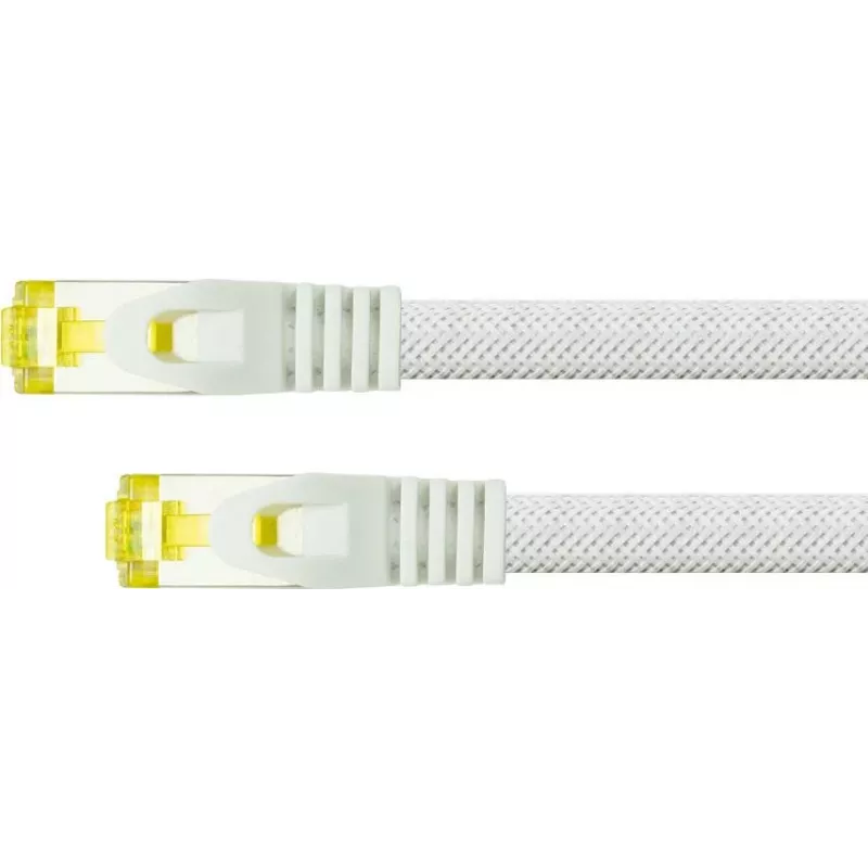 Python Series RJ45 komutacinis kabelis with Cat.7 instaliacinis kabelis - Latch Protection (RNS) and Nylon Braiding - S/FTP - PiMF - Halogen-Free - 500MHz - OFC - Balta - 1m (8070PY-010W)