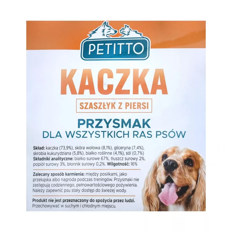 PETITTO antienos krūtinėlės kebabas – funkciniai kieti užkandžiai šunims, 500 g, 67 % baltymų, be glitimo ir konservantų
