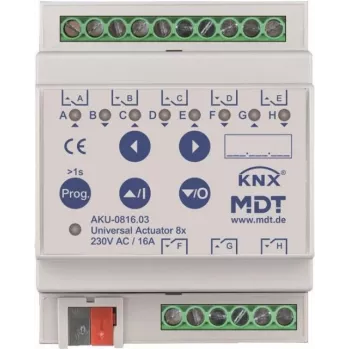 MDT Battery-0816.03 universalus vykdiklis 8 krypčių 4TE REG 16A 230VAC 100µF 15EVG (Battery-0816.03)
