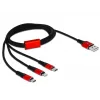 DeLOCK - Tik įkrovimo kabelis - Lightning / USB - USB (M) į Micro-USB Type B, Lightning, USB-C (M) - 1,0 m - Ekranuotas - Juodas (85892)