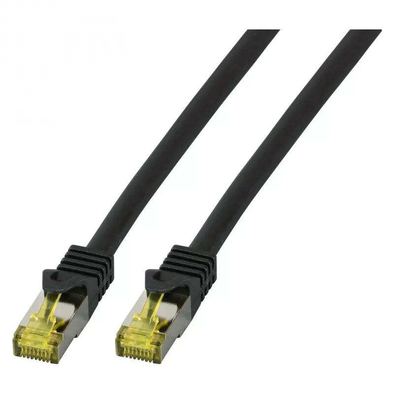 EFB-Elektronik RJ45 komutacinis kabelis Cat.6A S/FTP LSZHCat.7 neapdorotas kabelis juodas 1,5 m