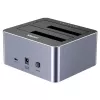 Dokų stotelė Unitek 51642 2,5 col./3,5 col. SATA diskams, USB-C 10 Gbps, 2 lizdai, aliuminio