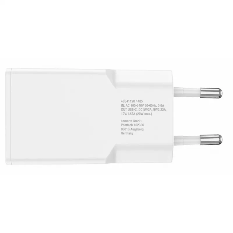 4smarts PDPlug plonas išmaniesiems telefonams ir planšetėms baltas kintamosios srovės greitasis įkroviklis