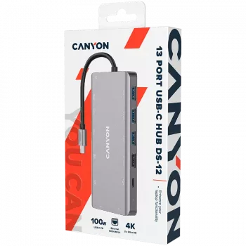 Canyon USB-13-in1 HUB USB-C 2xHDMI4xUSB2xUSB-CRJ45VGA mažmeninė