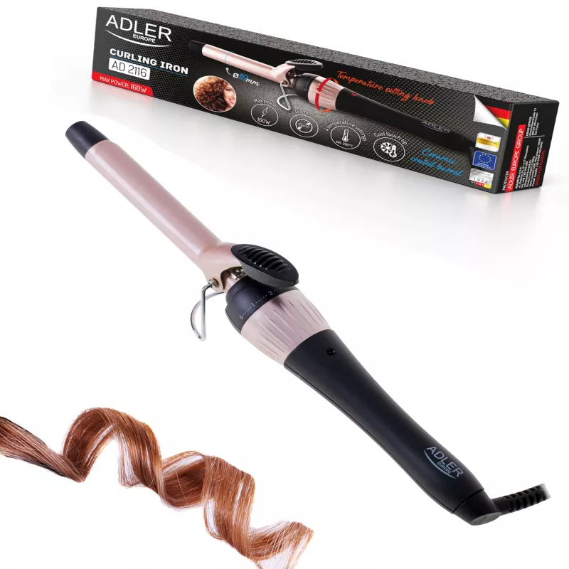 Adler | Garbanojimo žnyplės | AD 2116 | Keraminė šildymo sistema | Vamzdelio skersmuo 19 mm | Temperatūra (maks.) 200 °C | 36 W | Juoda/Rožinė