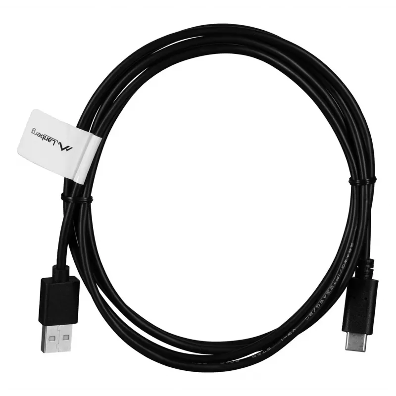 USB A į USB C kabelis LANBERG CA-USBO-20CU-0018-BK — USB 2.0, 1,8 m, Juoda