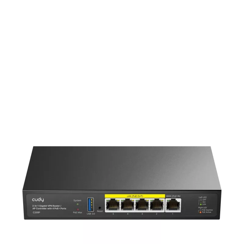 Belaidis maršrutizatorius Cudy C200P dviejų dažnių 300 Mbps, Gigabit Ethernet, USB 3.0, metalinis korpusas
