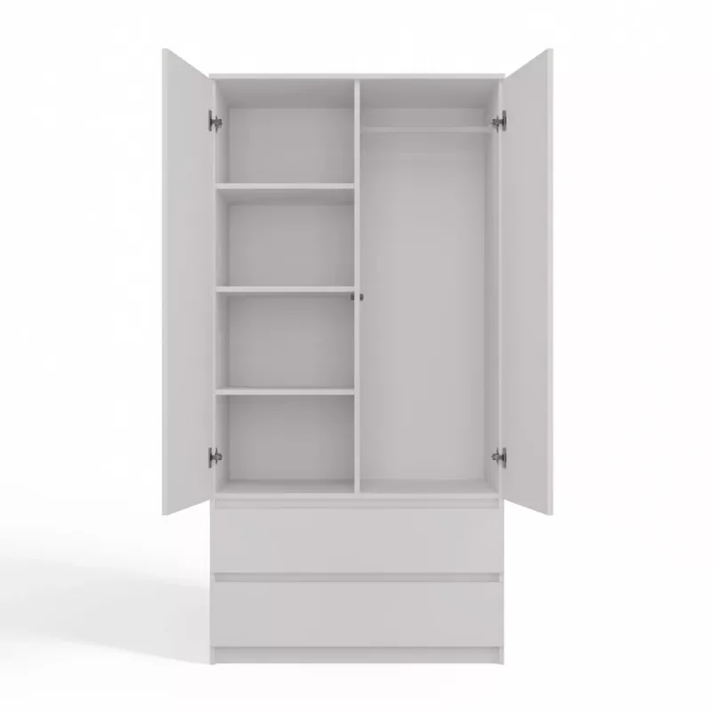 Wardrobe Top E Shop SZAFA MALWA B 5 lentynos 2 varstomos durys balta 900×500×1800 mm