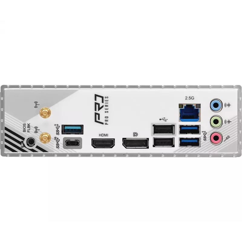 Pagrindinė plokštė ASRock B860M Pro RS WiFi — Intel B860, LGA 1851, micro ATX, DDR5, 4 DIMM, 3x M.2, 2.5Gb LAN, Wi‑Fi, Bluetooth