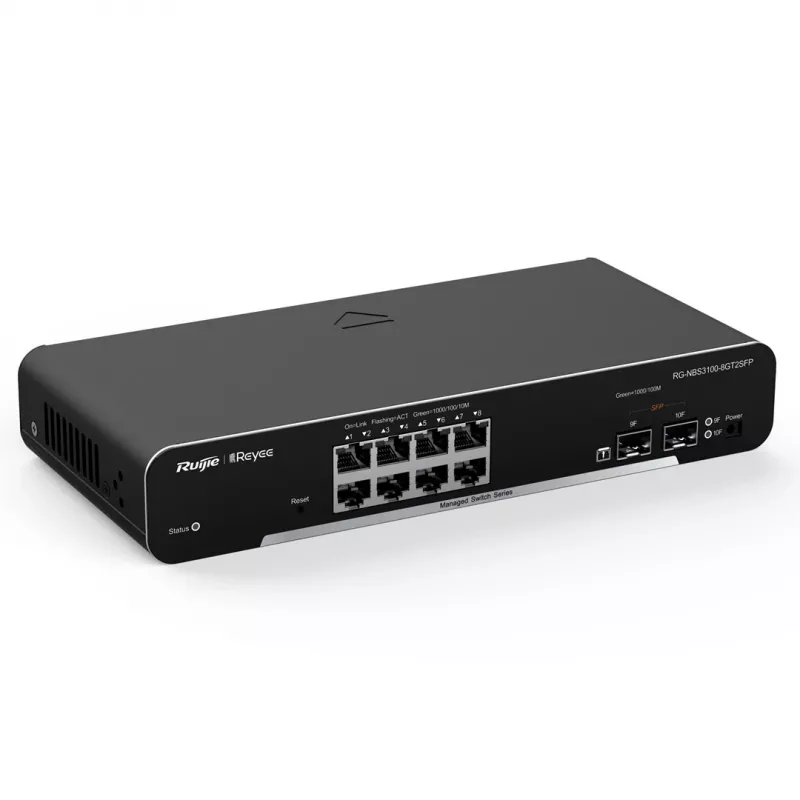Ruijie Networks RG-NBS3100-8GT2SFP tinklo komutatorius valdomas L2 Gigabit Ethernet (10/100/1000) juodas