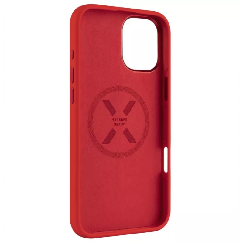 Galinis dangtelis FIXED, skirtas Apple iPhone 16 Plus — MagFlow skystas silikonas, raudonas