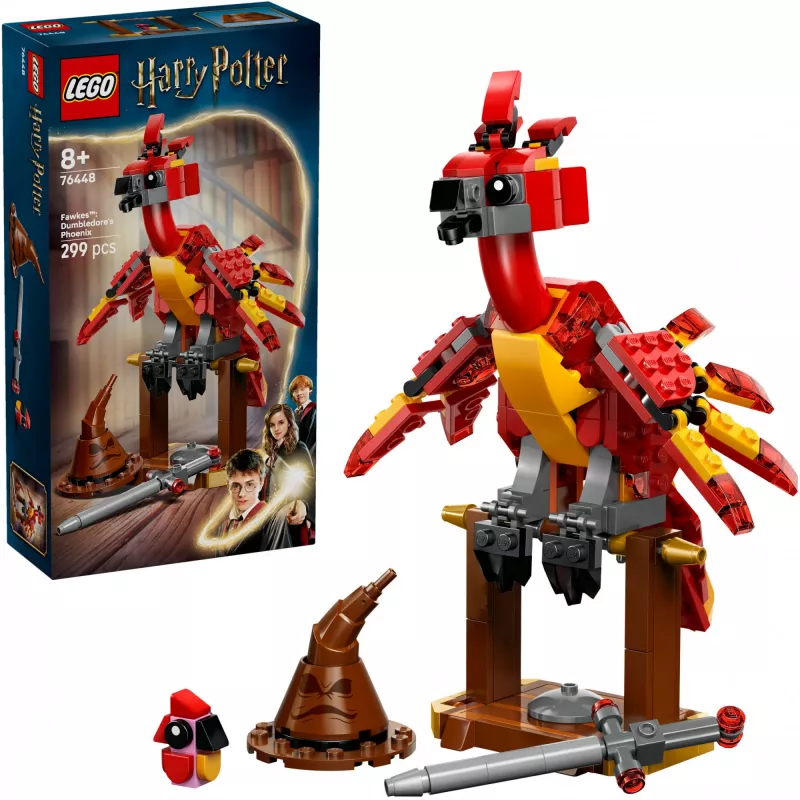 Sukonstruojamas LEGO Fawkes'as – Dumbledore Fenikso modelis 76448, 299 detalės, 160 mm aukštis, amžius 8+
