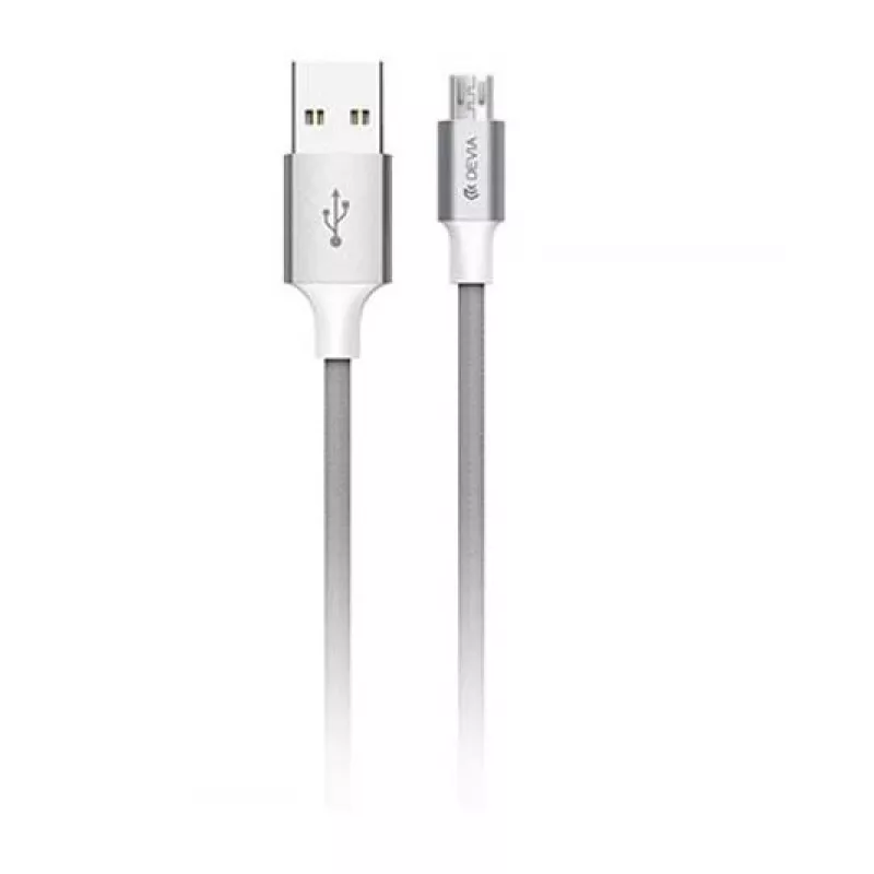 Micro USB kabelis Devia Pheez Series 5V 2.4A 2m — pilka