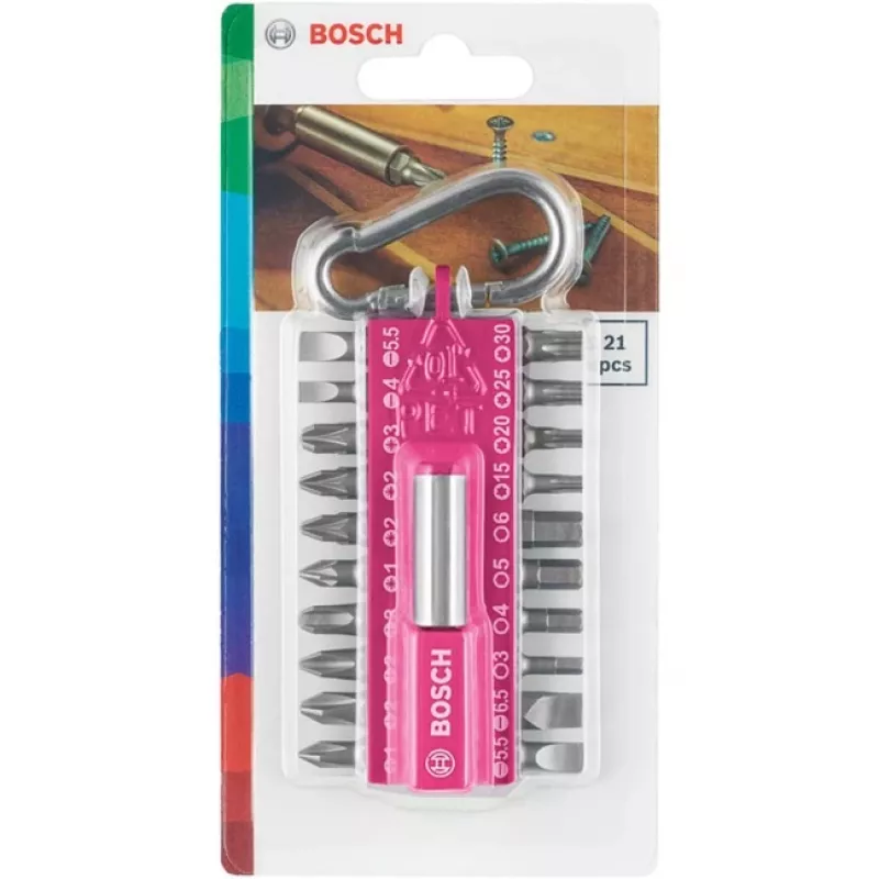 Atsuktuvo antgalių rinkinys Bosch 2607002821 — 21 vnt.: Torx, Phillips, Pozidriv, Hex