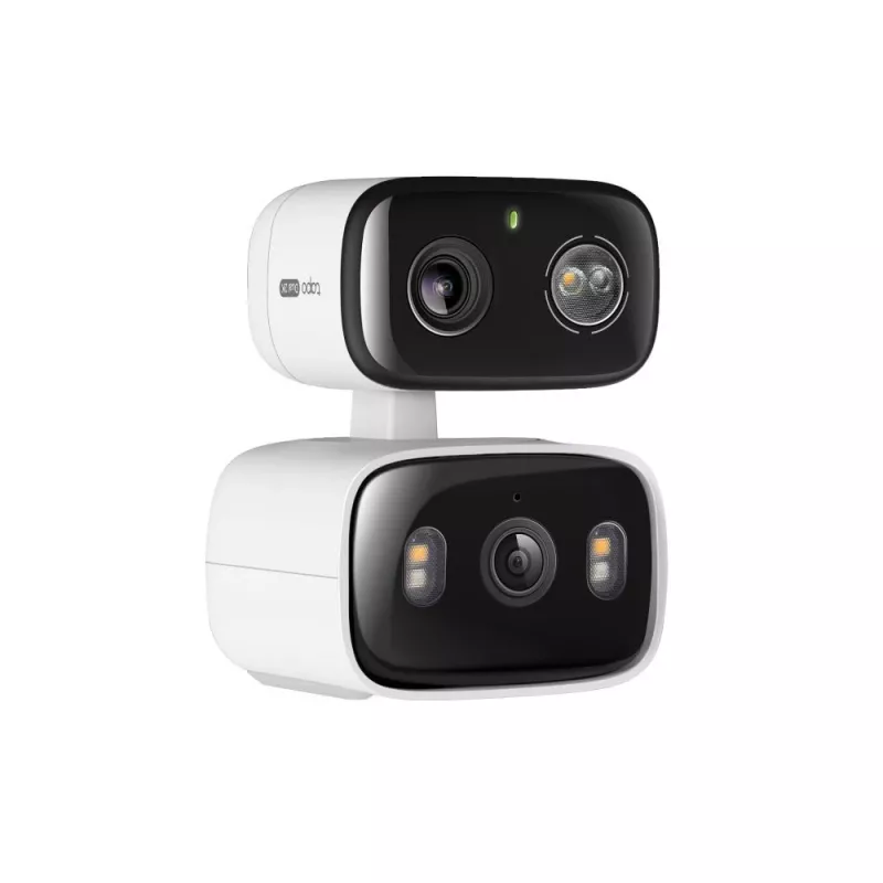 IP apsaugos kamera TP‑LINK Tapo C246D — 3MP (2304×1296), 2,8 mm, 107,8° matymo laukas, PTZ dviejų objektyvų, IP65, Wi‑Fi/Gigabit, microSD iki 512 GB