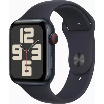 APPLE Watch SE GPS + Cellular 44 mm vidurnakčio aliuminio korpusas su vidurnakčio sportine apyranke – M/L (MRH83QF/A)