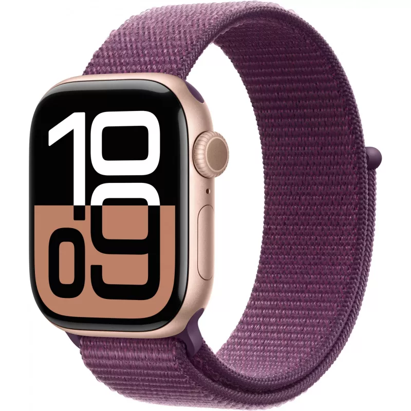 Apple Watch S10 Rose Gold Aluminium Sport Loop Plum GPS + Cellular 42mm MWXC3QF/A 2024