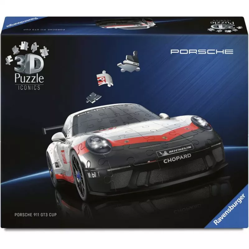 3D dėlionė Ravensburger Iconics Porsche 911 GT3 Cup – modelio kopijos rinkinys