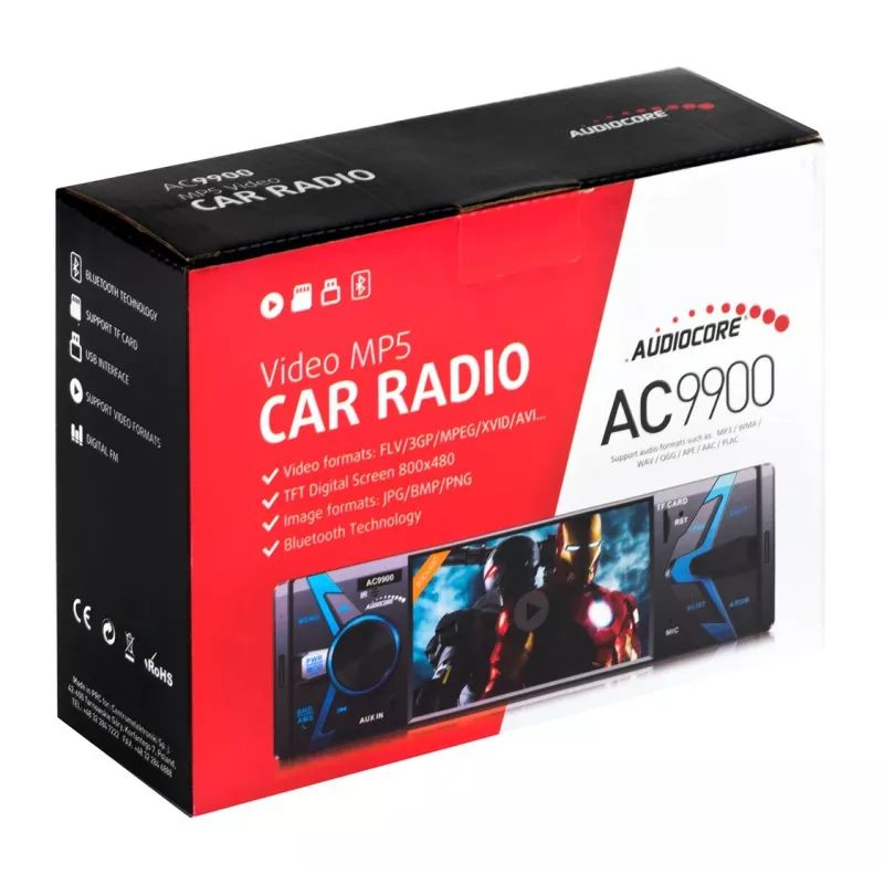 Audiocore AC9900 MP5 AVI DivX Bluetooth laisvų rankų galvutė + nuotolinio valdymo pultelis