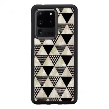 Apsauginis telefono dėklas iKins Samsung Galaxy S20 Ultra – piramidinis raštas, juodas