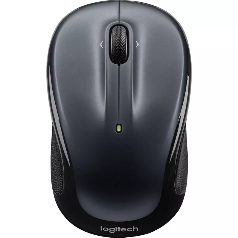 LOGITECH M325s pelė, tinkama dešinei ir kairei rankai, optinė, 5 mygtukai, belaidė, 2,4 GHz, USB belaidis imtuvas, tamsiai pilka