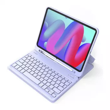 Belaidė Bluetooth klaviatūra Inateck KB04002 — QWERTY išdėstymas, įmontuota 280 mAh baterija, jutiklinis kilimėlis, violetinė — suderinama su iPad Air 11 colių (6/7 kartos)