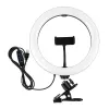 LED žiedinė šviesa 26 cm su telefono laikikliu ir spaustuku, USB