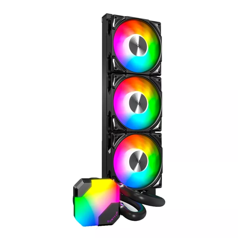 AIO vandens aušinimas Montech Hyper Flow ARGB 360 mm juodas — 360 mm radiatorius, ARGB, uždaro ciklo procesoriaus aušintuvas