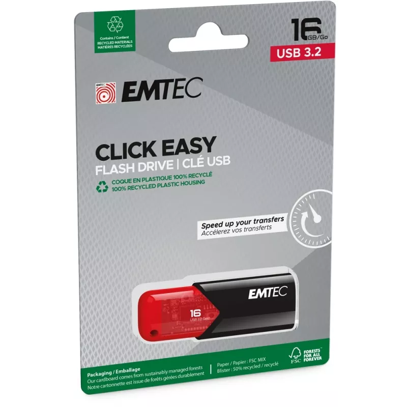 USB atmintukas Emtec 16 GB USB Type-A 3.2 Gen 2 juoda raudona